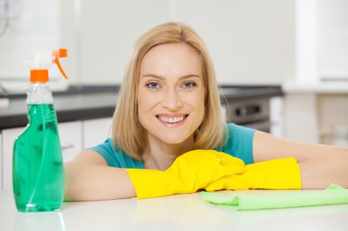 Technician performing steam carpet cleaning on a living room carpet